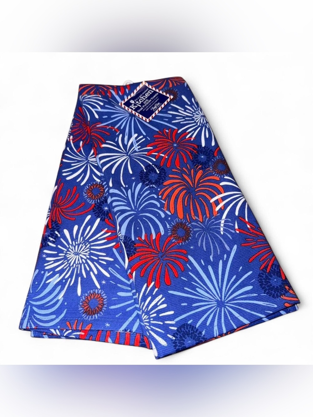 Kay Dee Designs 2 Pack 100% Cotton Blue Firework Print Kitchen Towels